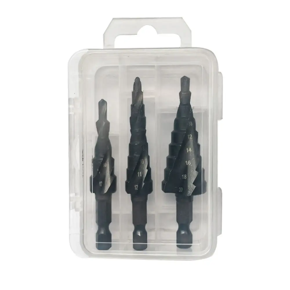 Efficient Titanium Coated Saw Step Drill Bit Set Spiral Hole Cutter For Metal Sheet Woodworking Processing Tool