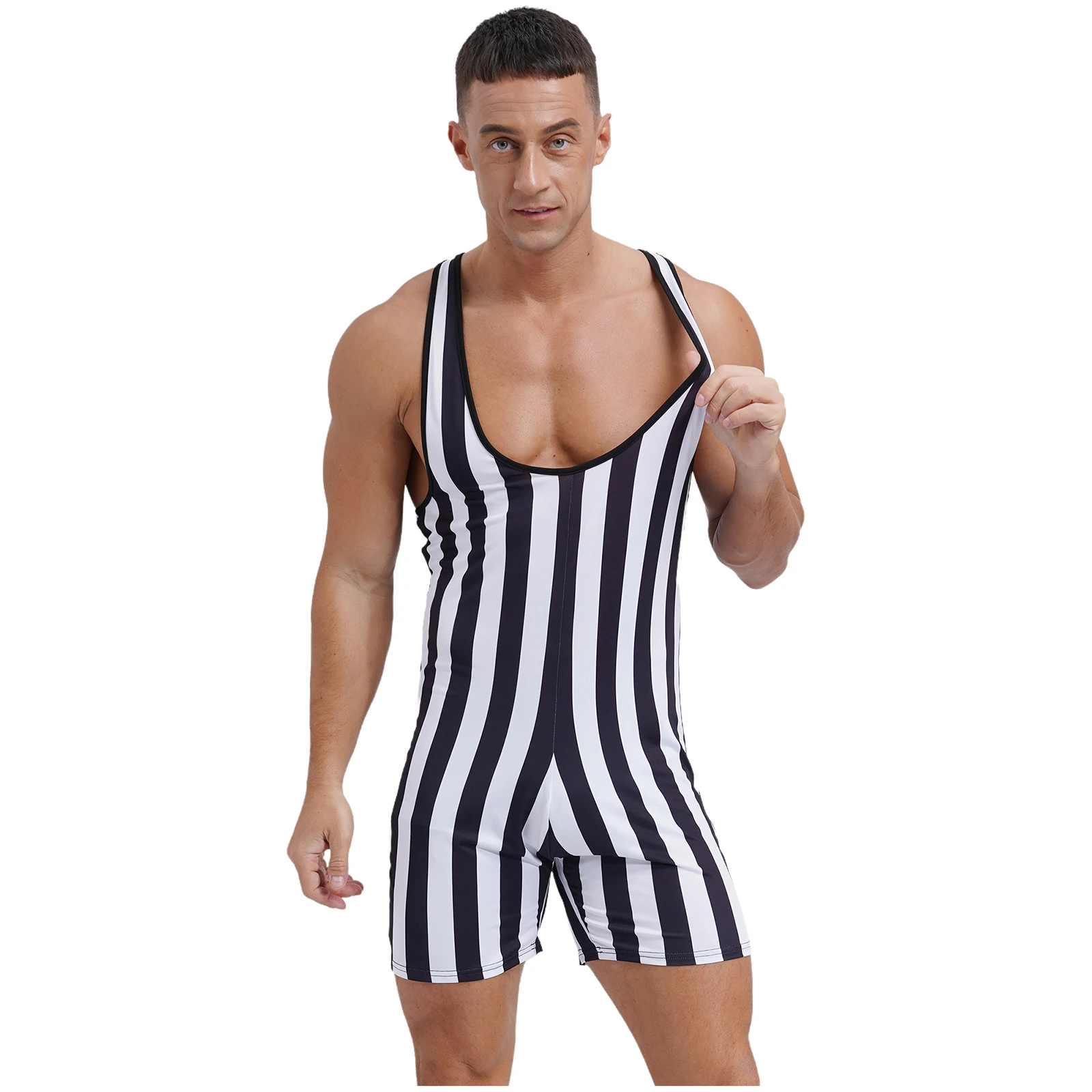 Bodybuilding Mens Shapewear Wrestling Singlet Sleeveless Slim Fit Boxer Shorts Rompers Bodysuit for Fitness Gym Sports