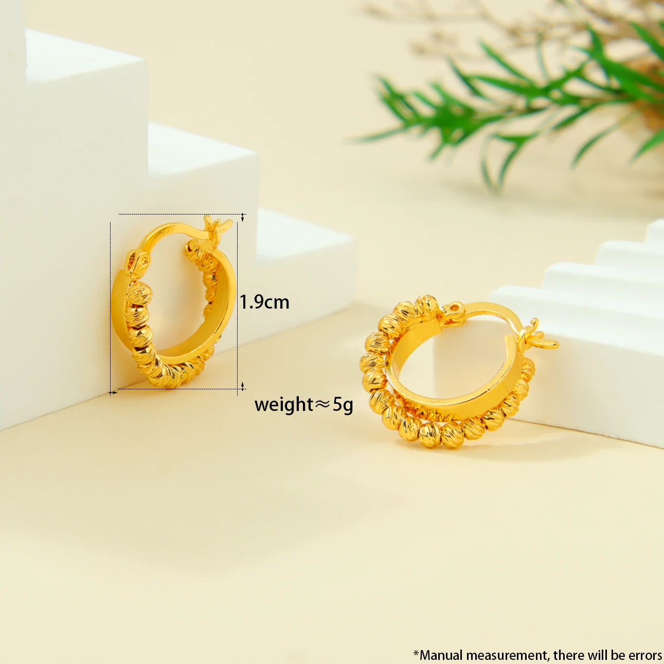 Arabische Mode Clip-Ohrringe 21k Vergoldet Dubai Hochwertige Quadratische Perlen Kreisförmige Ohrringe Oman Frauen Hochzeit Party Schmuck – Detail 11