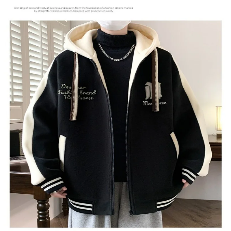 

Новое поступление осени/зимы 202, молодежная студенческая модная толстовка с капюшоном, мужская повседневная модная лоскутная верхняя одежда, топ