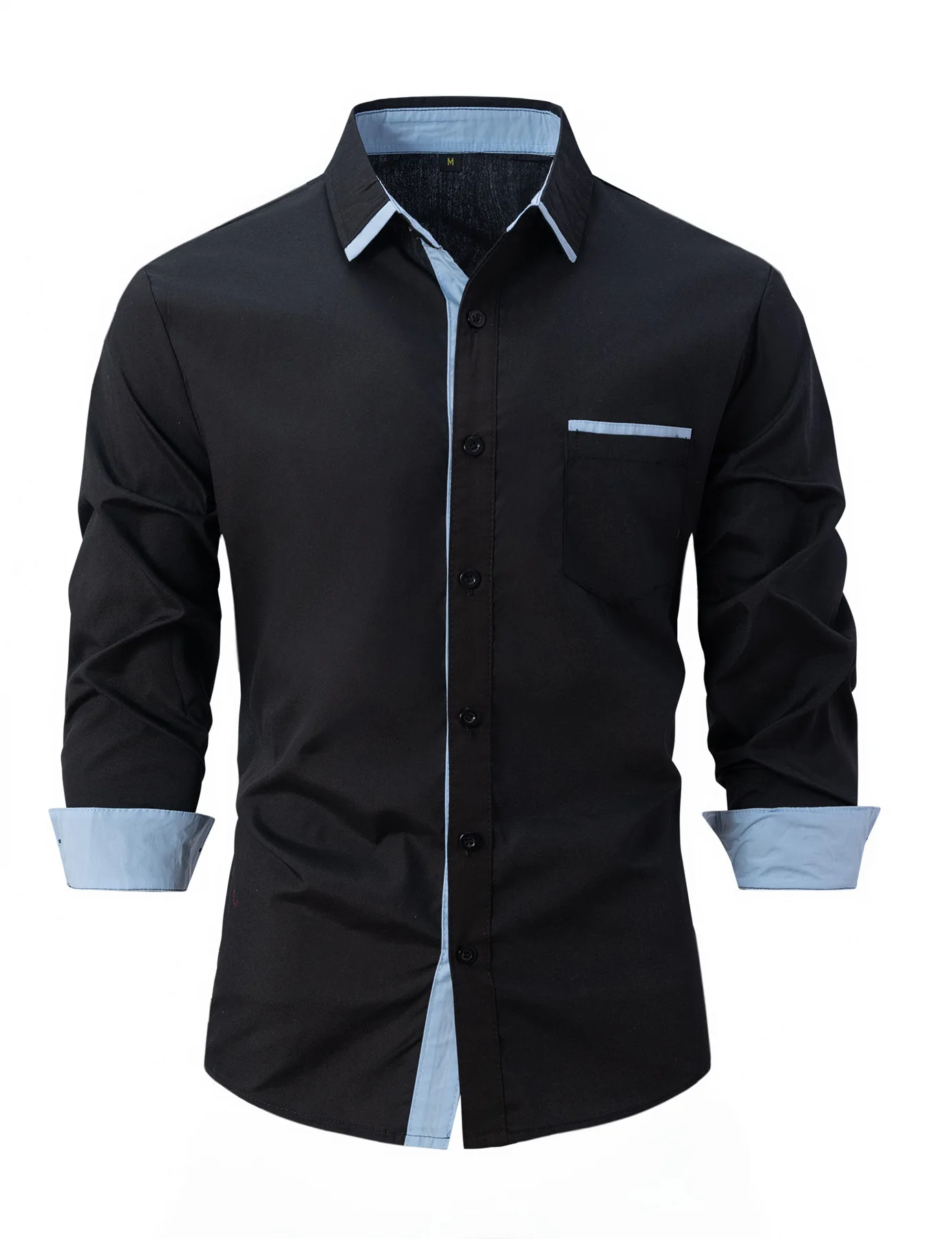 Chemise à manches longues en coton pour hommes, couleur assortie, mince, décontracté, affaires, printemps, automne, nouveau style, mode