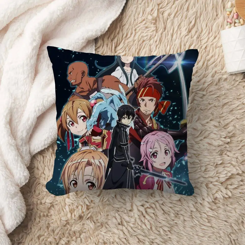 Anime S-Sword Art O-Online SAO Cushion Cover Inches Farmhouse Decor Home Throw Pillow Covers for Couch Decorations