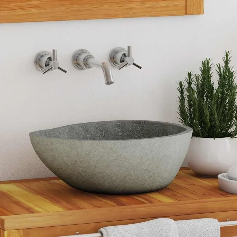 

vidaXL Oval River Stone Washbasin, Hand Bathroom Home, (37-46) x (29-36)