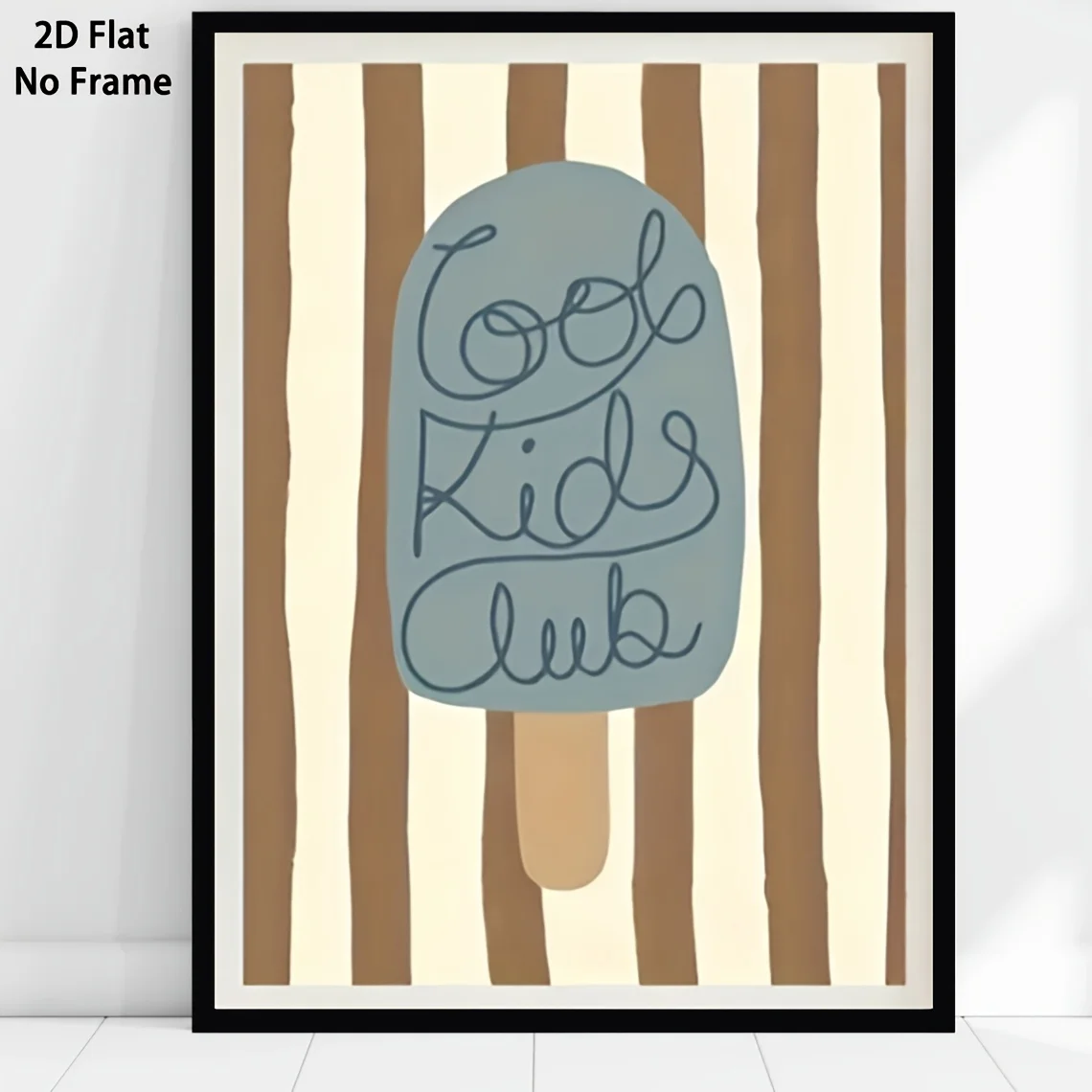 2D Flat, 2D Flat, 1pc, Frameless, Cool Kids Club Canvas Poster - Candy Stripes And Popsicle Design Wall Art, High-Quality Can