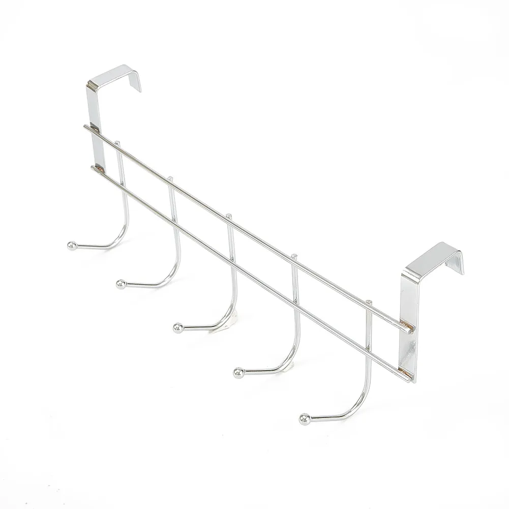 Door Hooks Hook Over The Door 5 Hooks Home Bathroom Organizer Rack Clothes Coat Hat Towel Hanger Bathroom Kitchen Accessorie