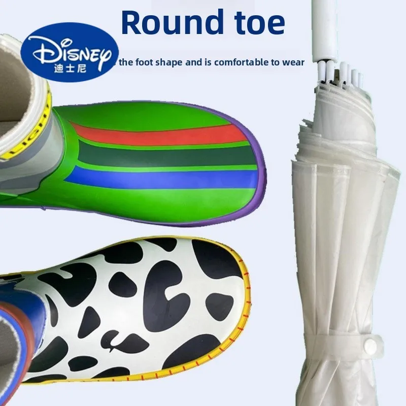 2025 Buzz Lightyear Rain Boots | Matching Adult & Kids Waterproof Rubber Shoes, Anti-Slip Mismatch Design