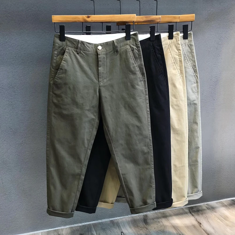 

Men Loose Ankle-length Workwear Casual Pants Straight All-match Cargo Trousers Summer Men Pants Fashion Streetwear Korean Pant