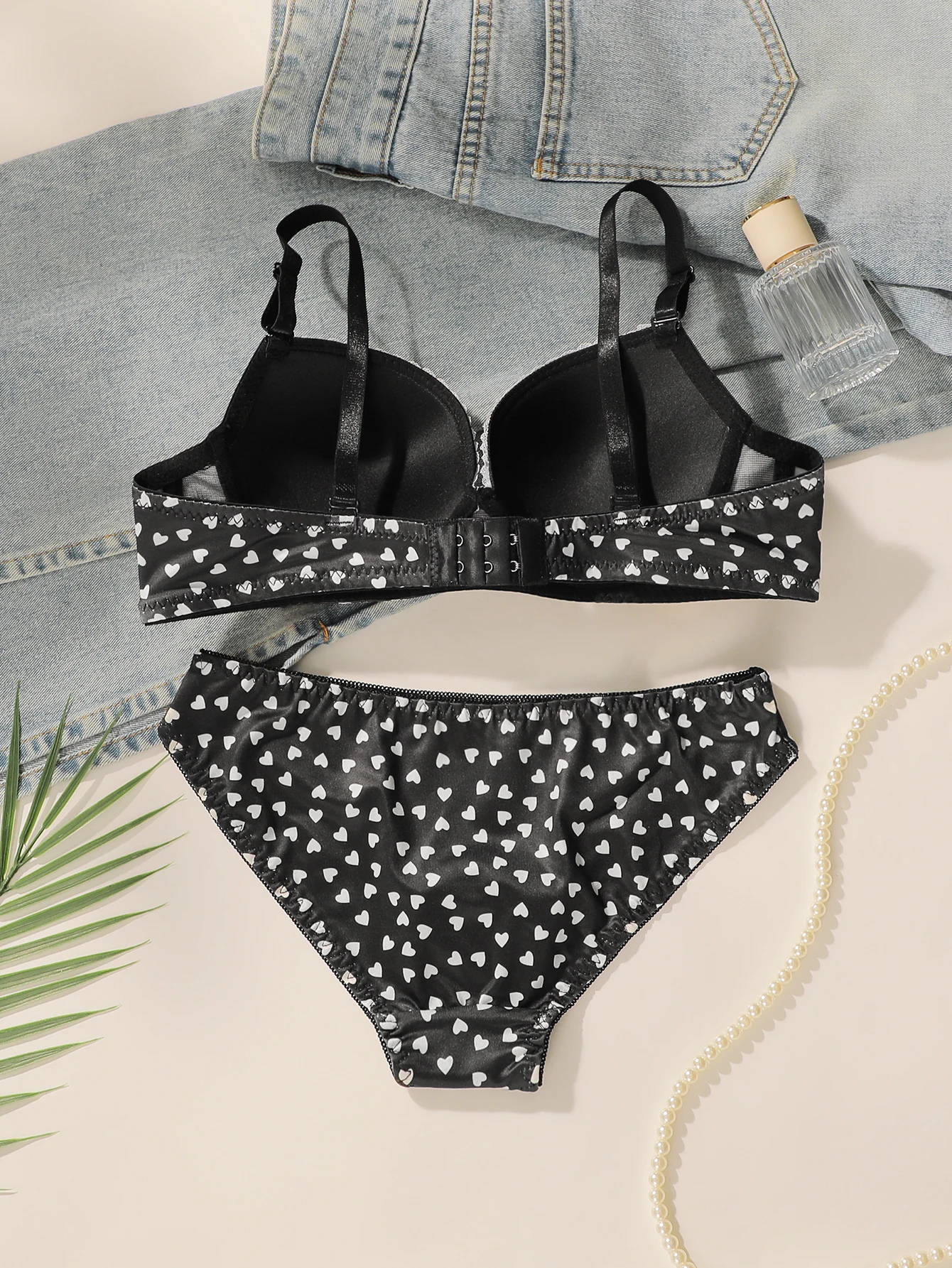 Hot selling 2 sexy printed pattern bras with gathered push ups, adjustable shoulder straps, underwear set A3122