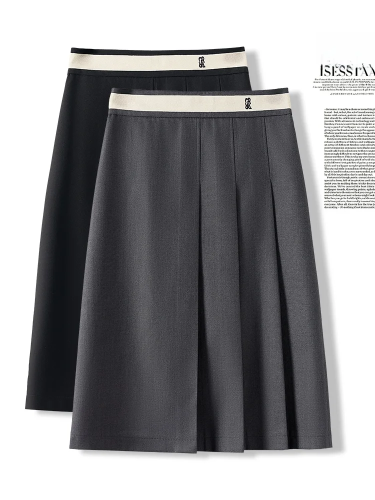 

Slimming High Waist A-Line Skirt Suit Summer Thin New Style Women's Fashion Versatile Pleated Wrap Body Half Skirt