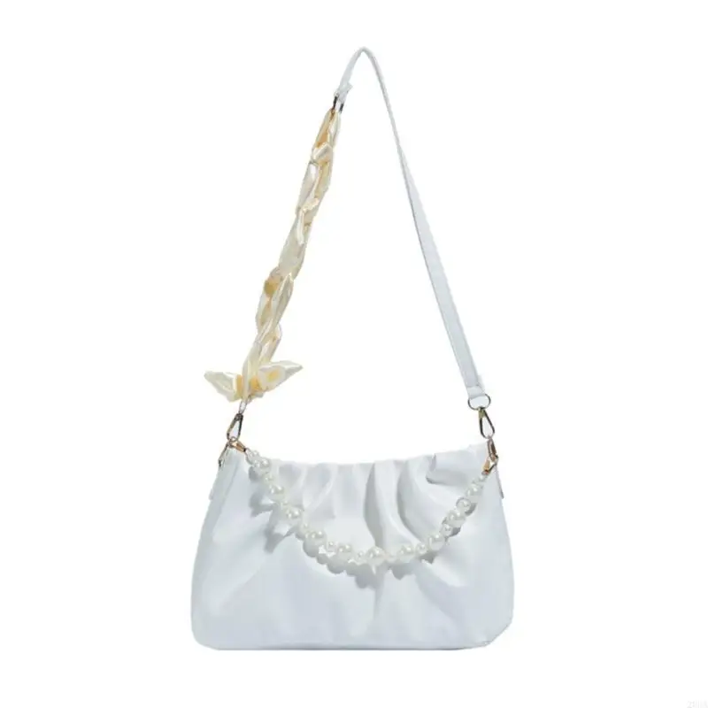 

Fashionable Ruffle Detail Shoulder Bag Soft Cloud Strap Tear Resistant PU Compact Women's Evening Bag 20CA