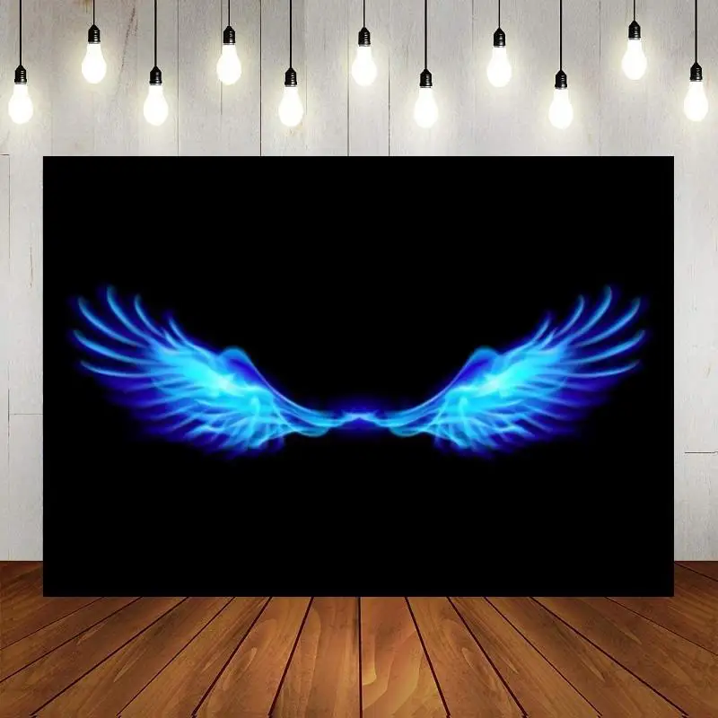 

Wings Photography Backdrops Banner Background Birthday Decoration Princess Baby Shower Angel Custom Backdrop Party Photo Blue