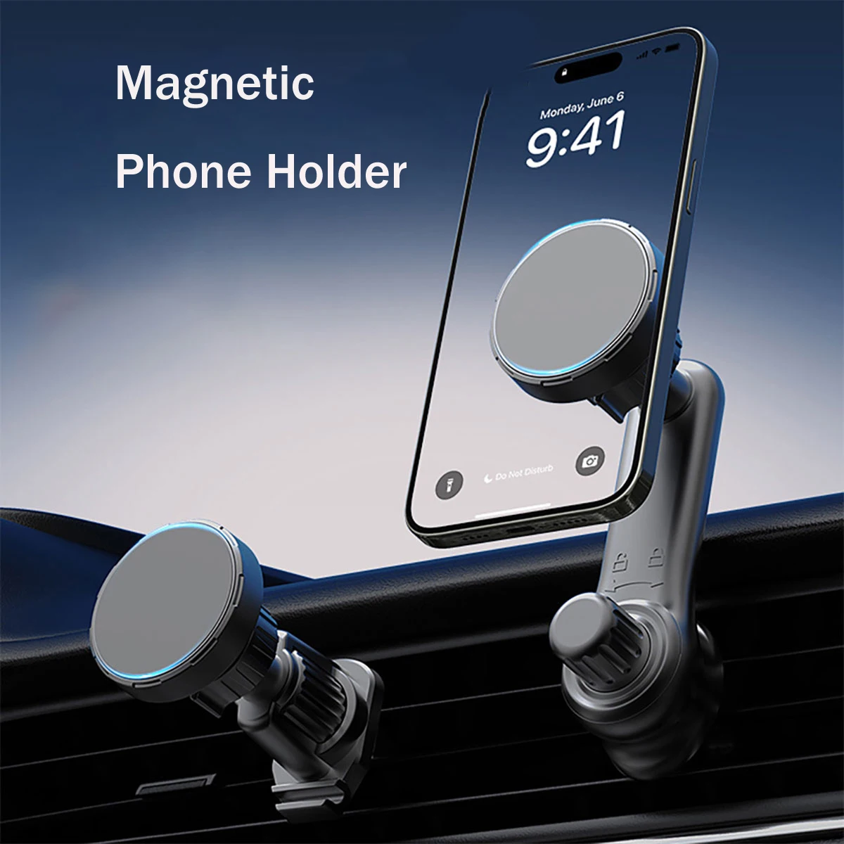 

Car Air Vent Mobile Phone Holder Magnetic 360-Degree Flexible Adjustment Phone Mount With Air Outlet Hook for 4-7 Inch Phone