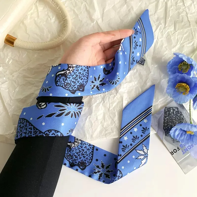 Langer Seidenschal für Damen, 2025, High-End-Druck, Stirnband, Streamer, leichte Luxus-koreanische Version, vielseitiges Temperament, Hals, Großhandel