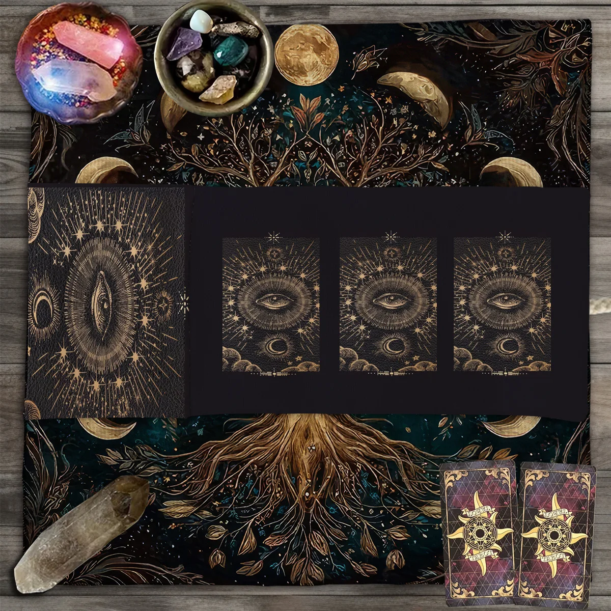Geheimnisvolle Retro All-Seeing Eye Tarot Aufbewahrungstasche Tarotkarten Stoff Wahrsagerei Tasche Mond Sterne Sternenlicht Wrap Beutel Aufbewahrungstasche