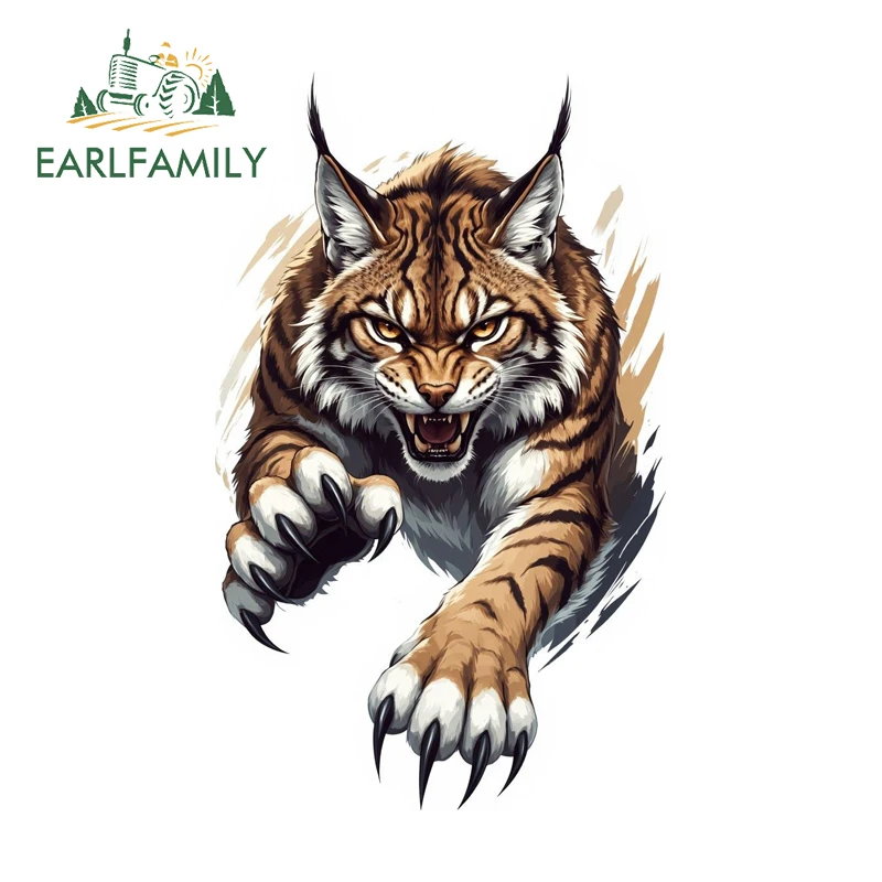 EARLFAMILY Adesivos de Carro e Caminhão com Estampa de Lince Feroz, Adesivos Atraentes para Para-brisa Traseiro de Motocicleta, Acessórios Práticos para Campervan