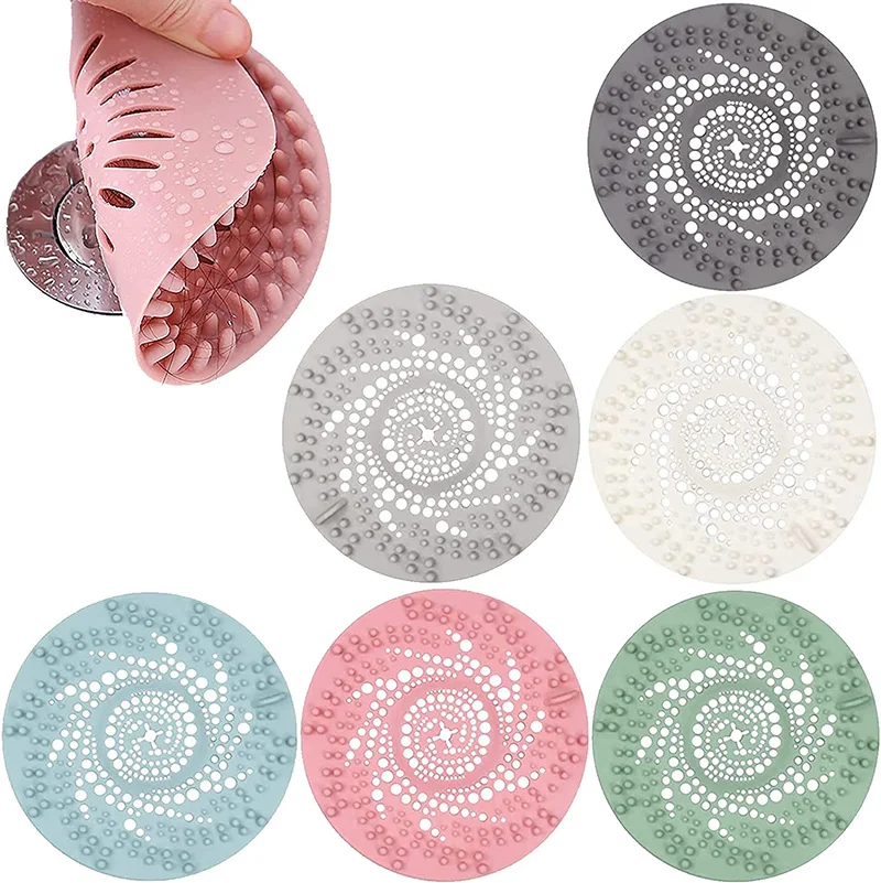 1PC Silicone Drain Strainer - Household Hair Catcher for Shower Floor & Sink, Kitchen Bathroom Accessories