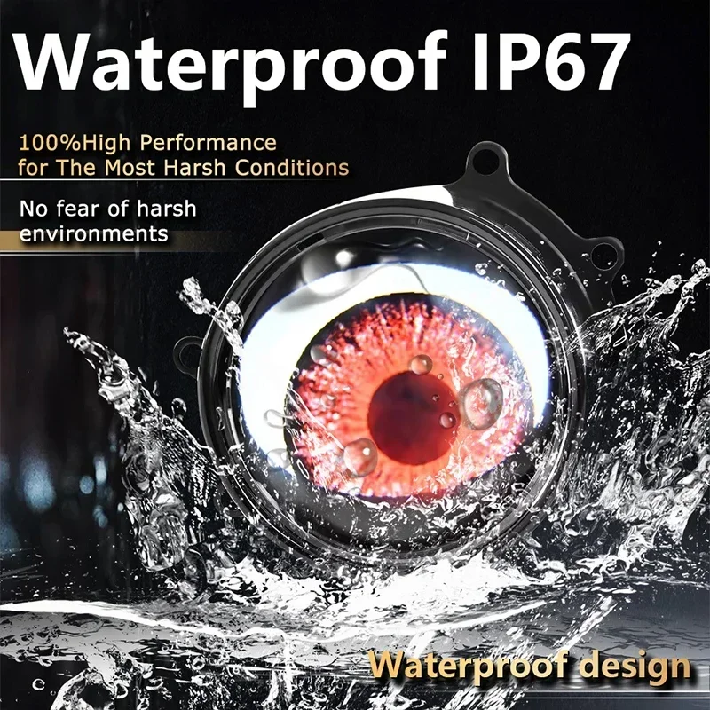 ديناميكية عيون الشيطان LED سيارة العلوي وامض الأحمر شيطان عيون المصابيح الأمامية مع عدسات ملونة للعيون تضيء أضواء مقلة العين السيارات