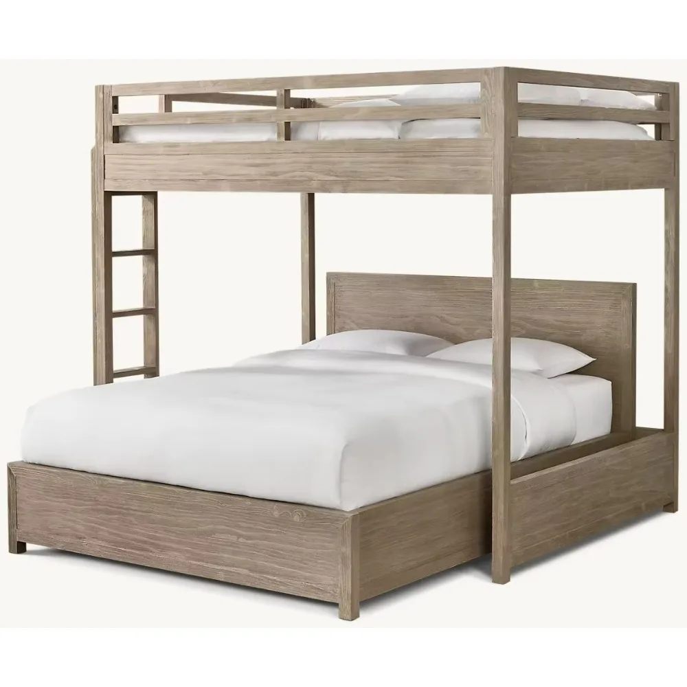 

Роскошный детский спальный гарнитур Nordic Light из цельного дерева с двухъярусной кроватью, тумбочкой, книжной полкой и стулом для дома