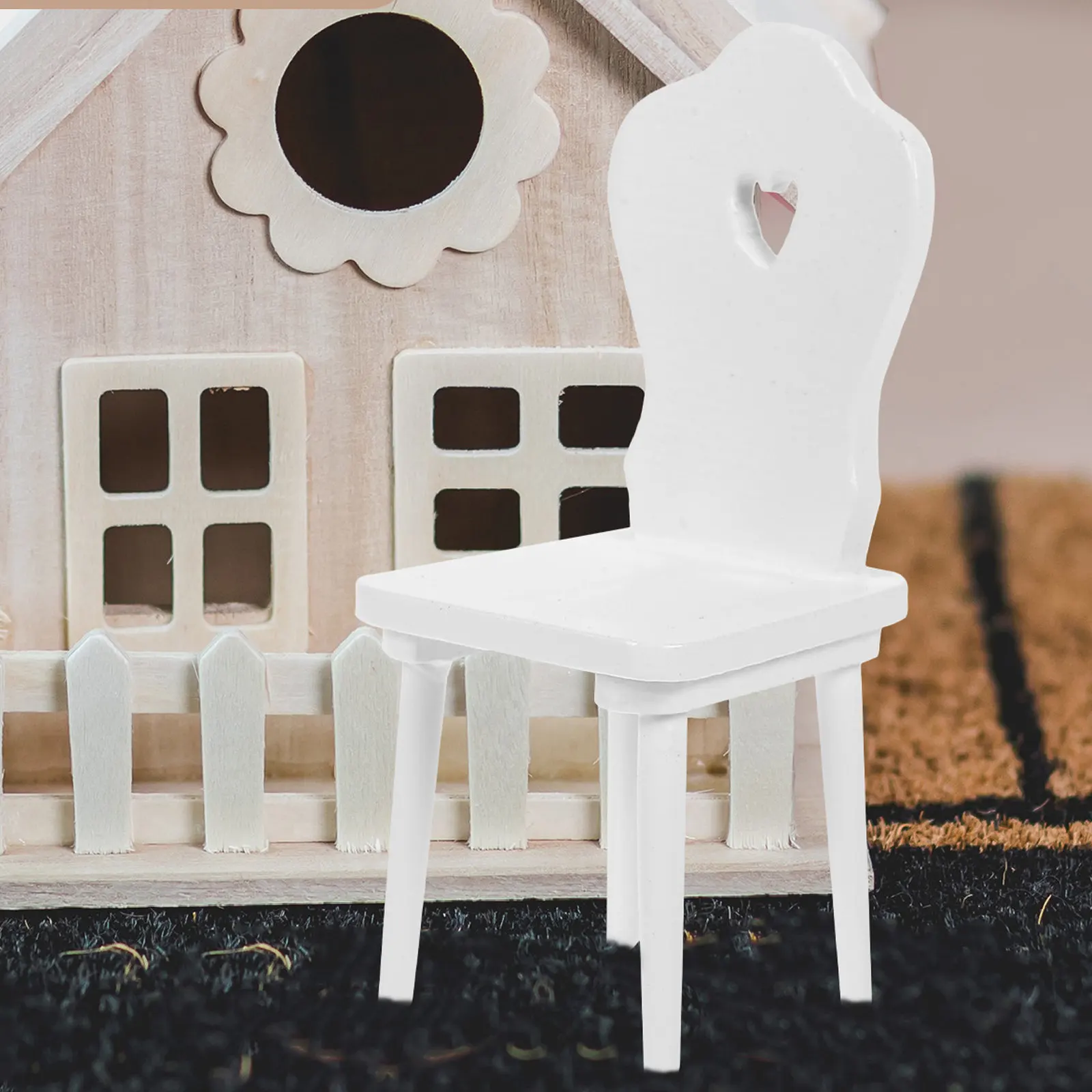 

Миниатюрный деревянный стул для кукольного домика, милая и прочная мебель из массива дерева для микромоделей, идеальный аксессуар для мини-дома, для фото