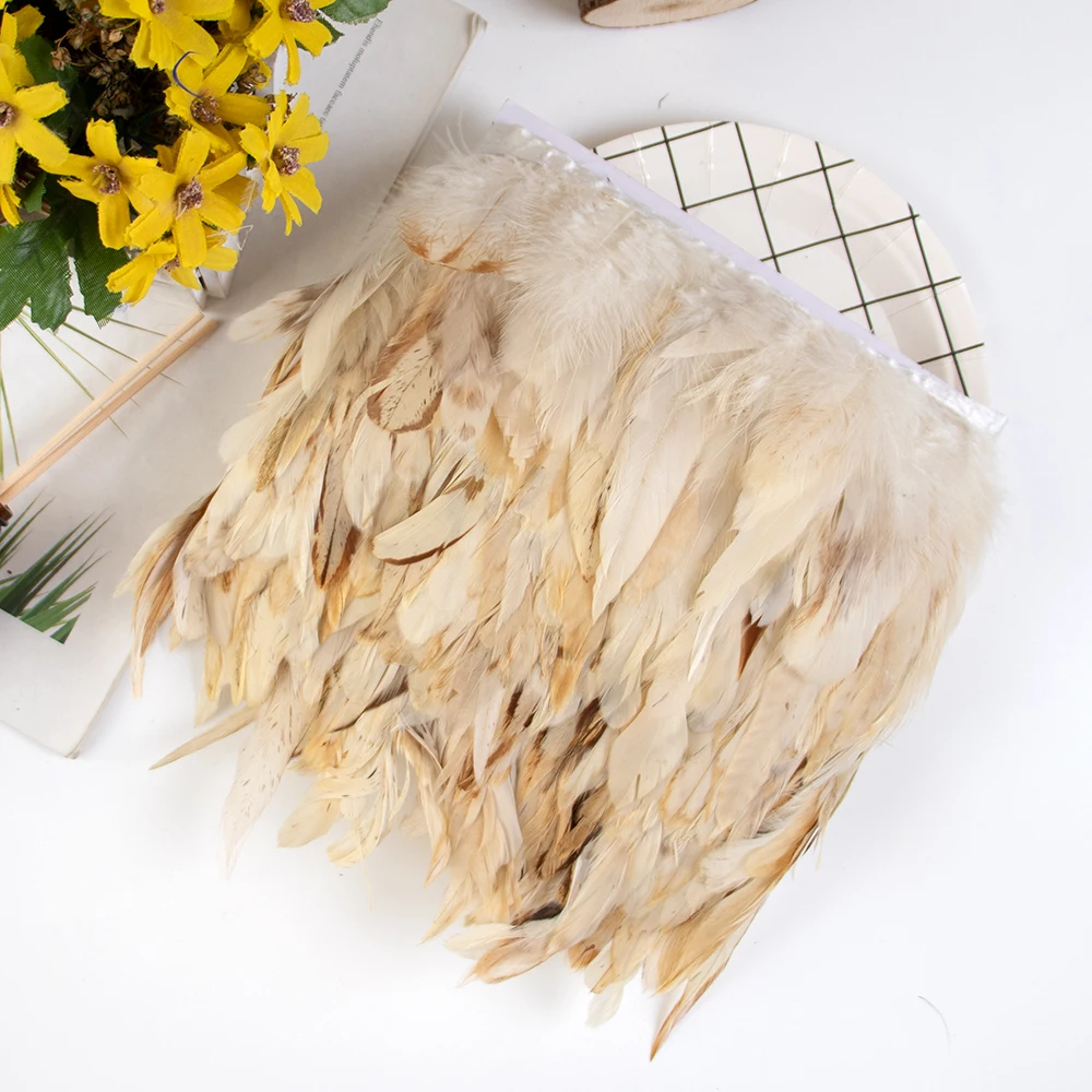 1M Natural Rooster Feathers Trim for Crafts Carnival Decor Colored Cock Plumes Wedding Dress Sewing Clothing Accessories