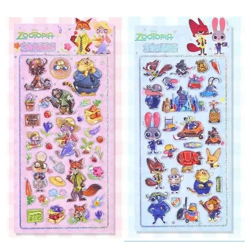 Zootopia 3D cristal autocollant Disneys mignon Judith Nick papeterie Paster enfants cahier boîte à bagages décor enfants classique jouet Gifs