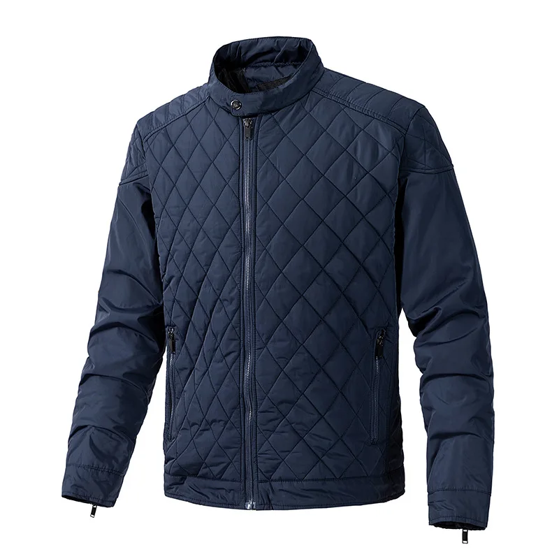 Cross-Border INS Style Stand Collar Autumn Winter Coat Cotton Padded High-End Feel Plus Size Slim Fit Fleece-Lined Men's Trendy