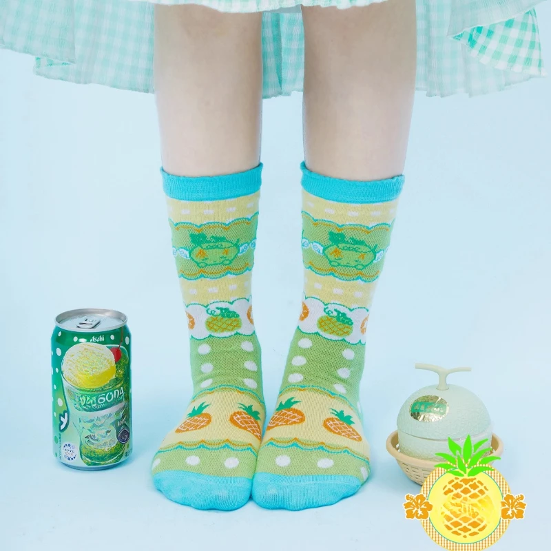 Original Design Cute Fruit Print Women's Hosiery Japanese Style Spring Summer Autumn Sweet Versatile Breathable Socks Ladies