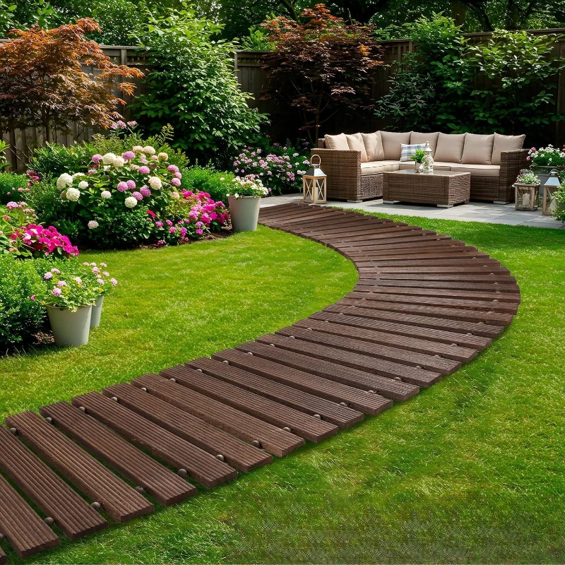 Wooden Garden Trail Walkway Non-slip Hardwood Walkway Paving Backyard Beach Wedding Party Access