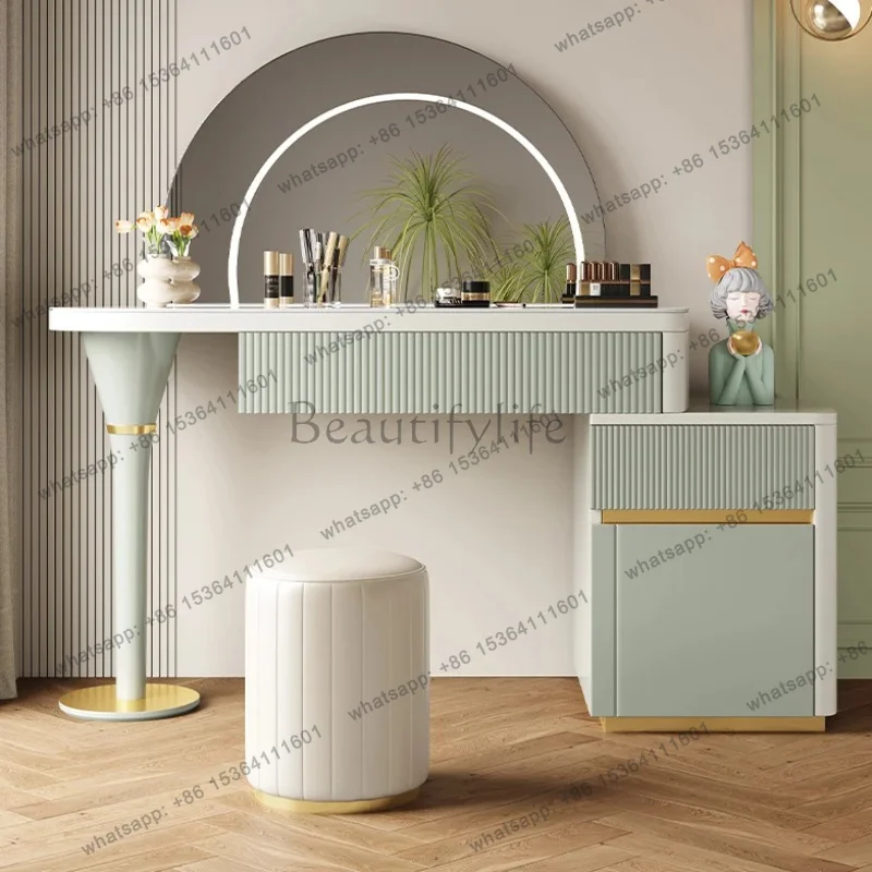 LSModern Organizer Storage Vanity Mirror Girls Women Unique Makeup Vanity Desk Space Saving Schmink Tisch Furniture Bedroom