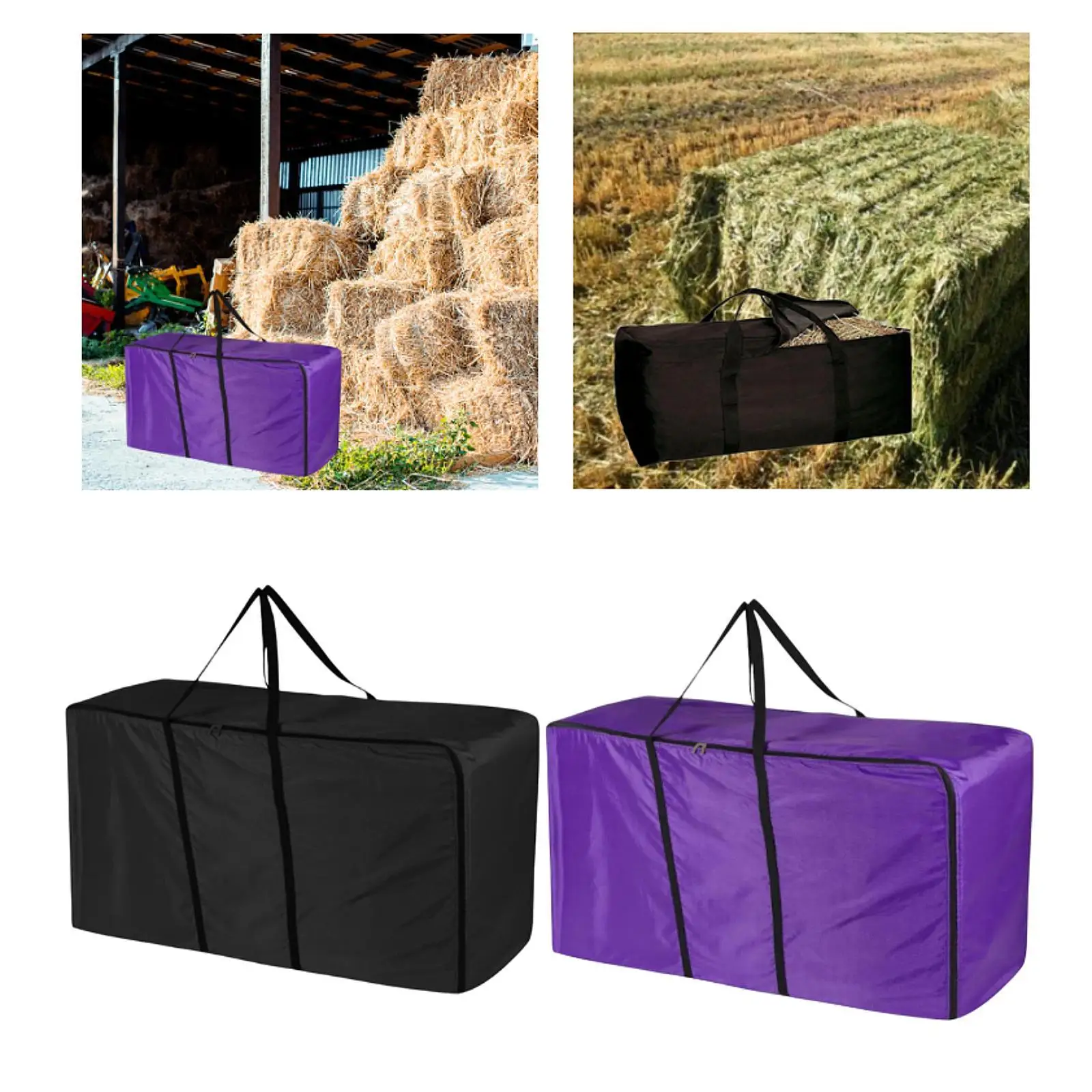 حقيبة تخزين Hay Bale Livestock Hay Bale Bag قابلة لإعادة الاستخدام ومحمولة ومقاومة للماء وكبيرة #4