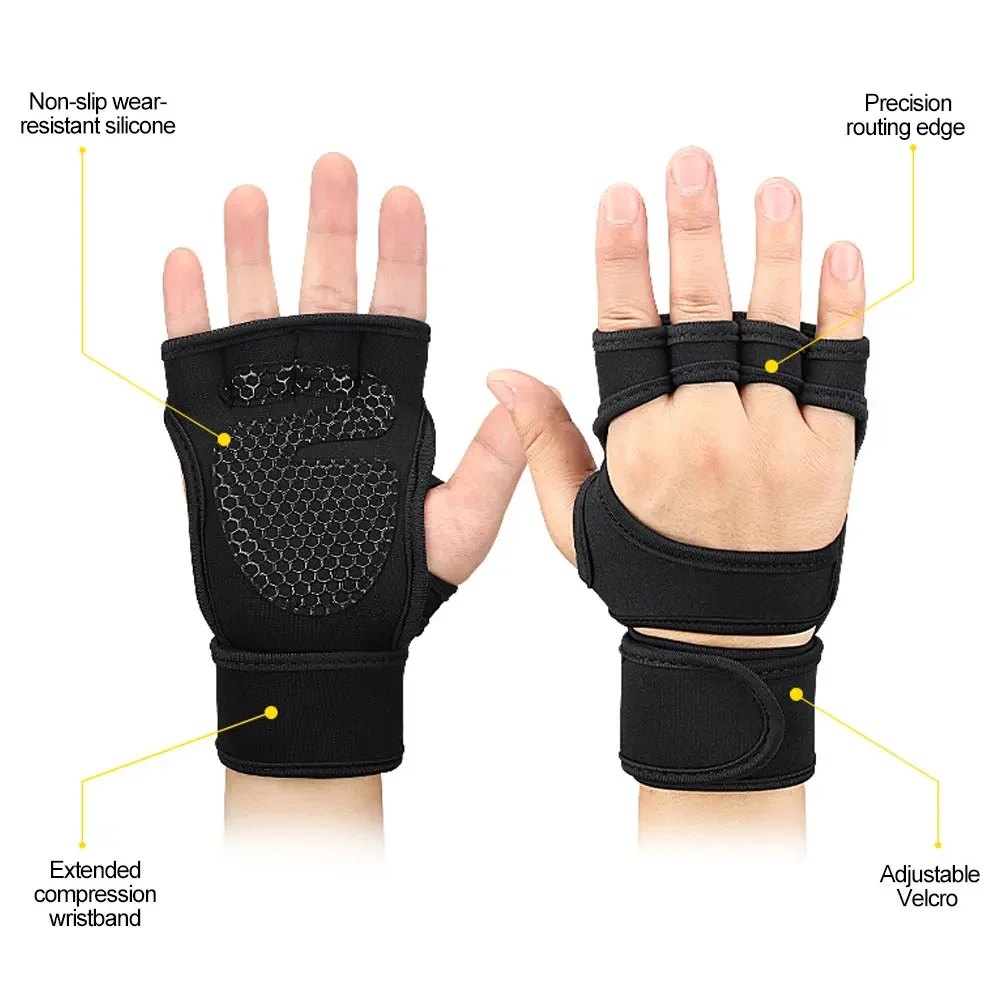 Weight Lifting Training Gloves for Women Men Fitness Sports Body Building Gymnastics Grips Gym Hand Palm Wrist Protector Gloves