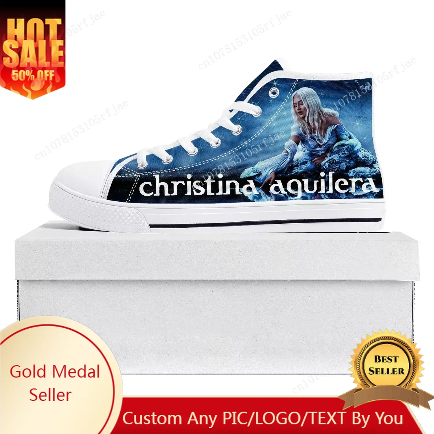 

Christina Aguilera High Top High Quality Sneakers Mens Womens Teenager Canvas Customized Sneaker Casual Couple Shoes Custom Shoe