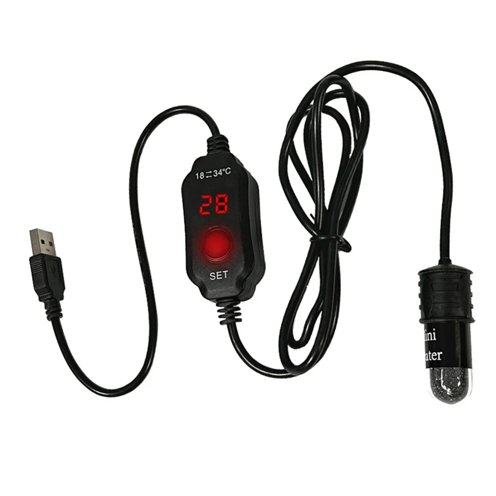 10W USB Fish Tank Heater Compact Submersible Design with Automatic Temperature Regulation for Aquatic Environments