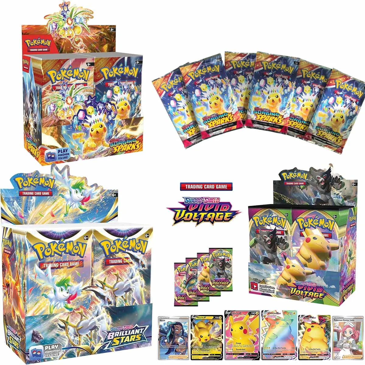 360Pokemon Booster Box  Sword & Shield Darkness Ablaze Evolving Skies Brilliant Stars Vivid Voltage English Battle Trading Card