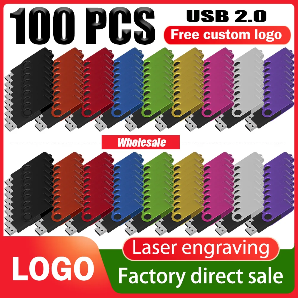 100pcs/lot Free Custom Logo Metal 2.0 USB Flash Drive 4GB 8GB 16GB Memory Stick Pen Drive 32GB 64GB 1GB 2GB Creative Flash Disk