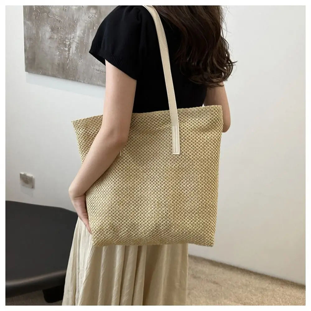 Borsa di paglia in Rattan carina treccia fatta a mano borsa a tracolla di grande capacità borse tessute da donna