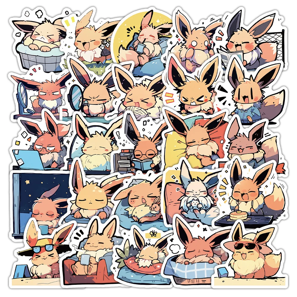 10/30/50PCS Pokemon Cute Kawaii Eevee Sticker Cartoon Funny Graffiti Waterproof Decal Kids Toy Gift DIY Stationery Box Notebook