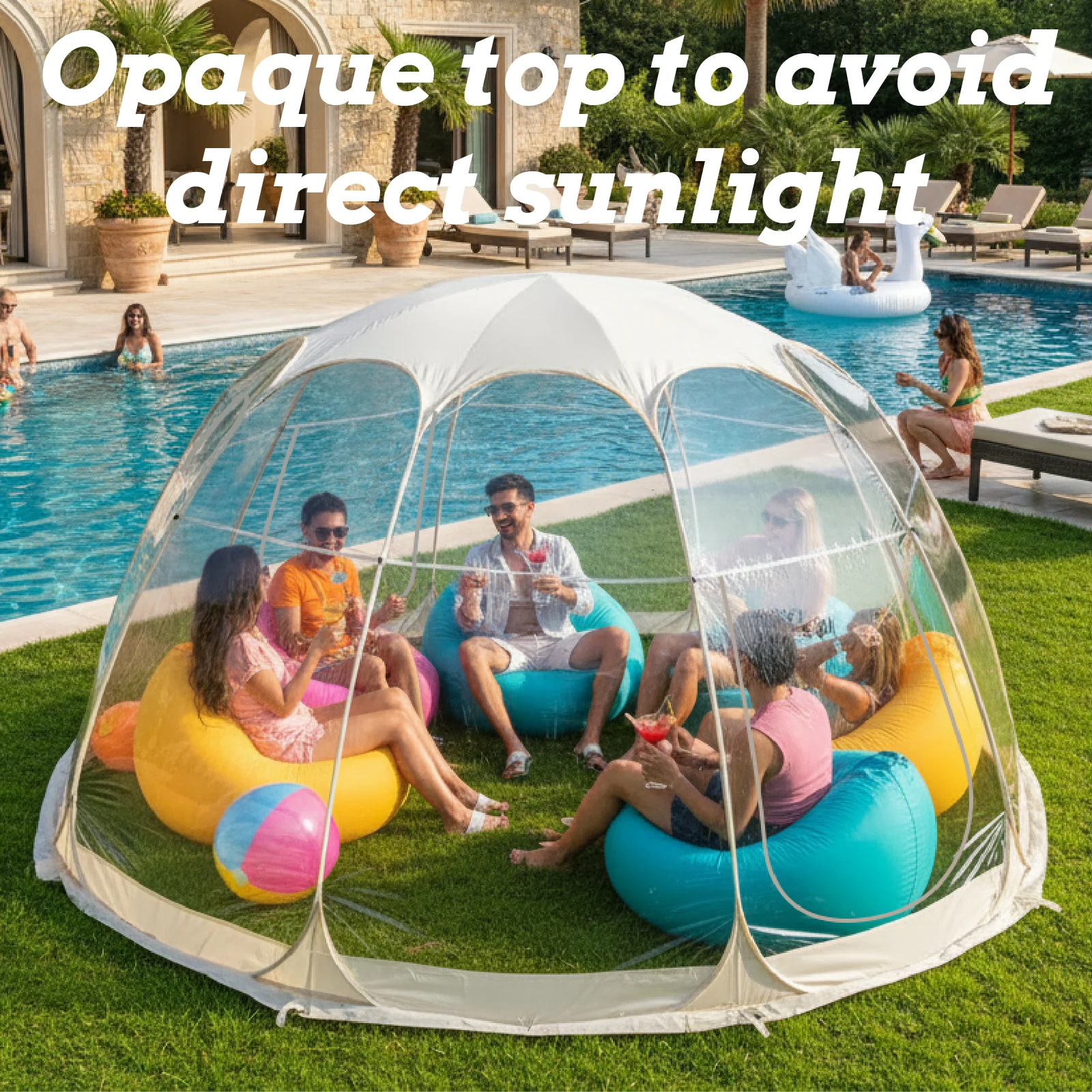 Bubble Tent Clear Transparent PVC Pop Up Spacious Dome Backyard Garden Camping Picnic Beach Outdoor Dining Cozy Decor