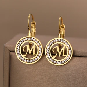 Edelstahlohrringe 2022 Trend Crystal English 26 Buchstaben Az Charme Mode Ohrringe für Frauen Schmuck Geschenke Party Hochzeit Hochzeit 10 Hauptverkaufs -Ohrring -Buchstaben B - №2