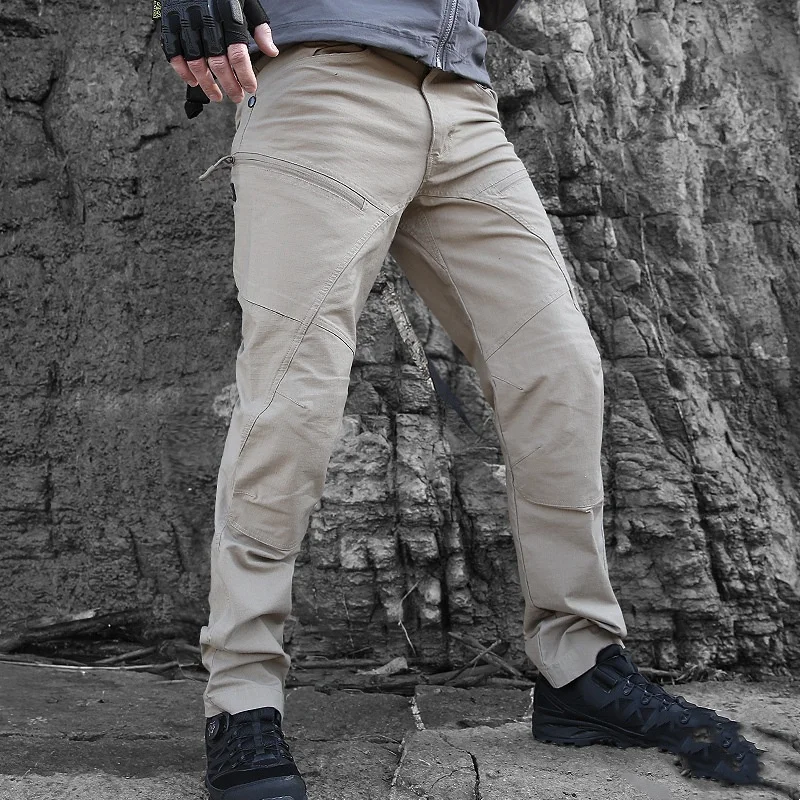 メンズ ストレッチ タクティカル パンツ 防水 コットン アウトドア ワーク カーゴ パンツ マルチポケット 軽量 コンバット ハイキング パンツ