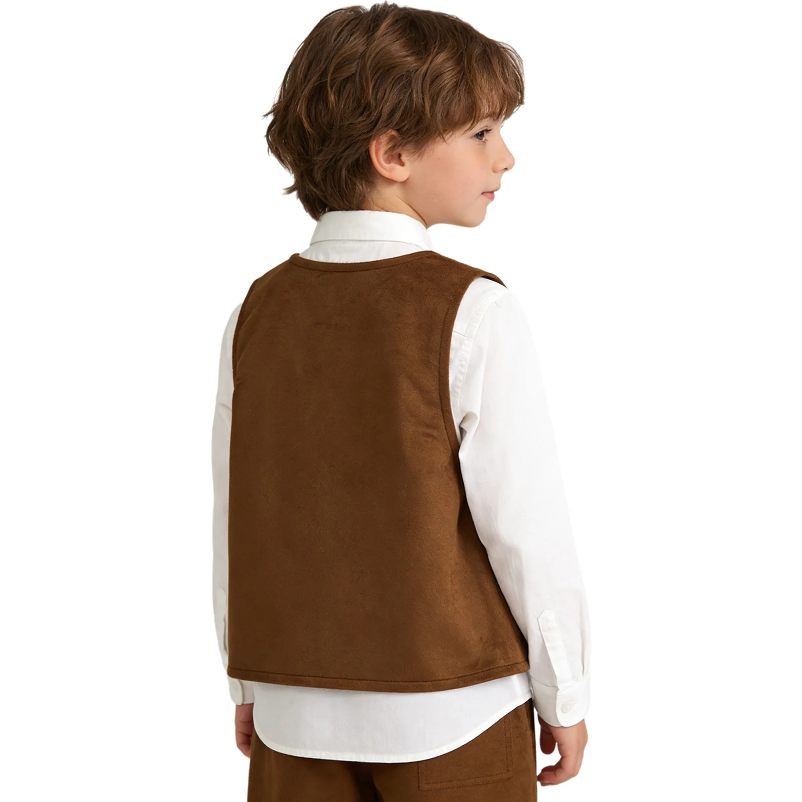 Kids Suede Western Cowboy Vest Halloween Cowgirl Cosplay Performance Costume Sleeveless Embroidery Fringed Open Front Waistcoat
