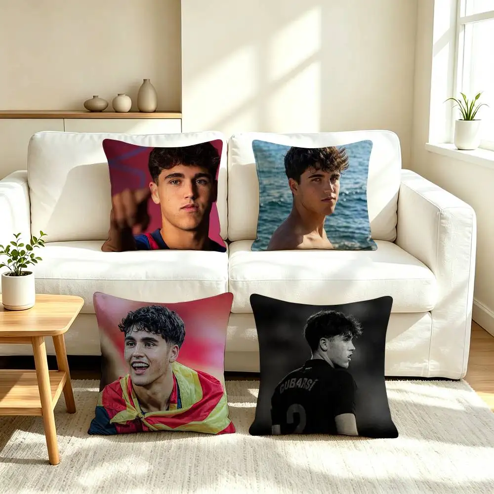 Young F-Football Star P-Pau Cubarsi  Square Double-Sided printed Pillow Case Bedroom Bedside Pillow Sofa Cushion Cover
