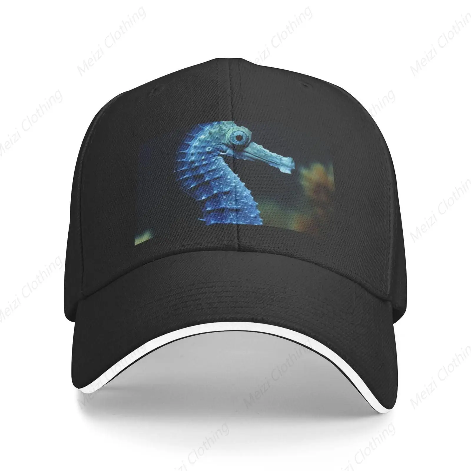 

Men's And Women's Baseball Caps Blue Seahorse Print Fashionable Dad Truck Hat Adjustable Sandwich Duckbill Cap