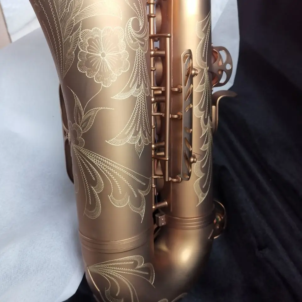 European high-end brown Bb Tenor saxophone drop B tone retro frosted gold-plated professional tenor sax instrument customization