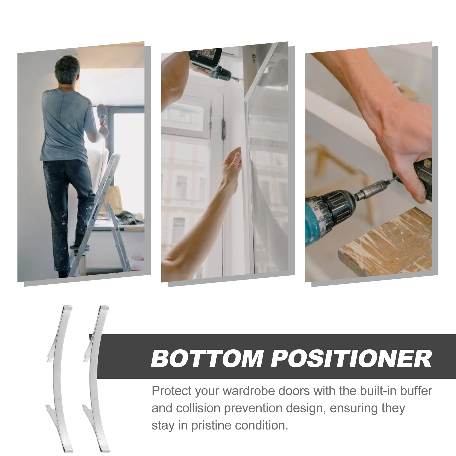 

2pcs Sliding Wardrobe Door Bottom Positioner Manganese Steel Buffer Track Accessory Sliding Door Part Replacement Supply