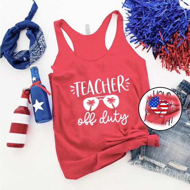 Back To School Tank Top Teacher  White Top for School Season Summer First Day of Class Tank Top Women Teacher Tops