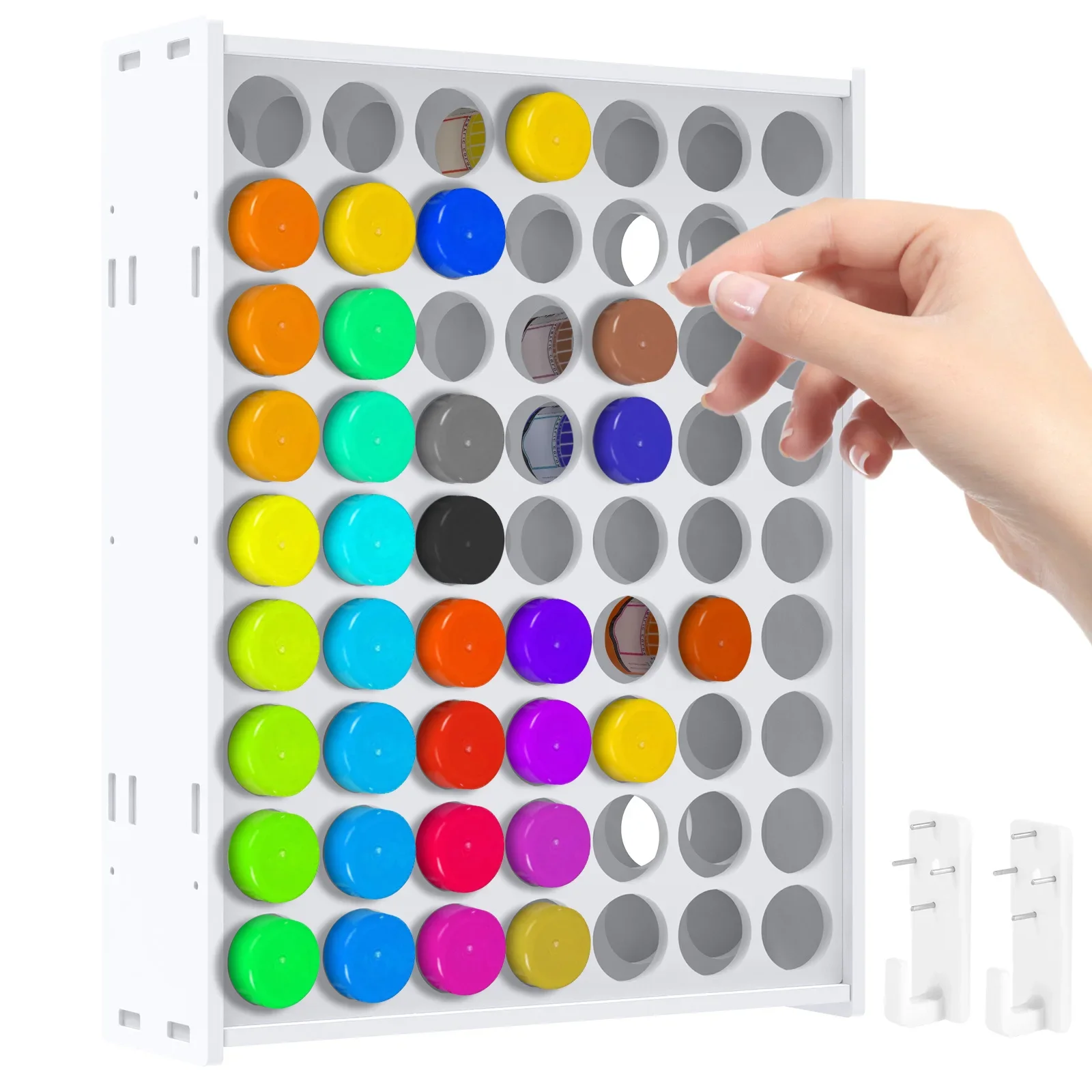 

63 Holes Craft Paint Storage Organizer Vertical Paint Rack Stand Removable Paint Holder Rack for 2oz Paint Bottle Art Supplies