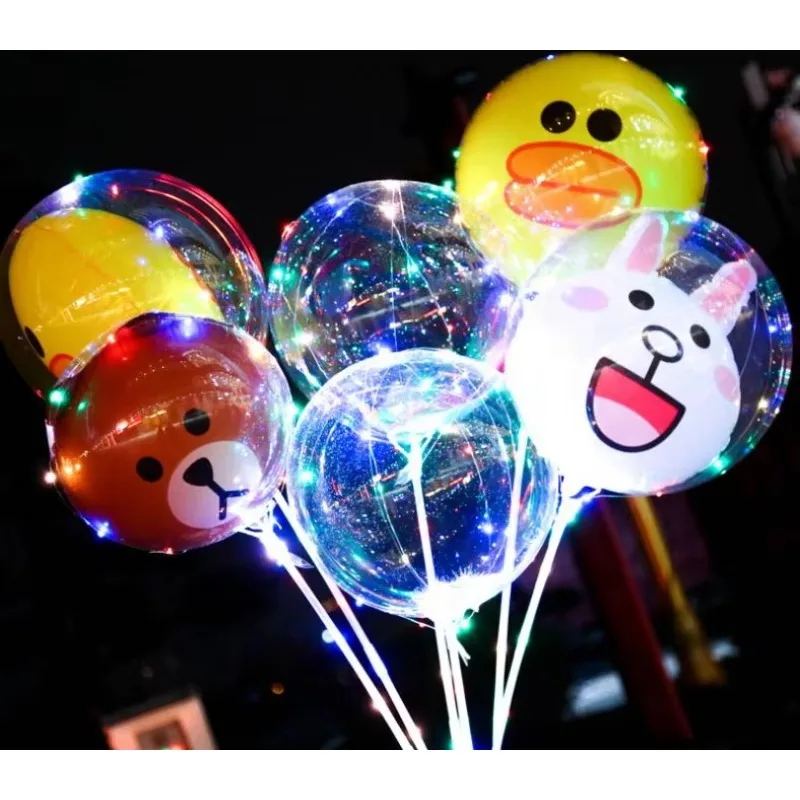 Cartoon LED Bobo Balloons Colorful Ball in the Ball Balloon for Christmas Decoration Party Wedding LED Balloons 50set