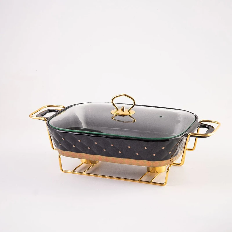 Double Ears Catering Restaurant Heating Food Warmer Buffet Ceramic Chafing Dishes - view 4