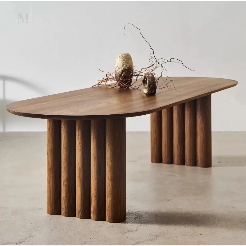 Wooden Organizer Table Oval Waterproof Designer Nordic Oval Luxury Table Salon Modern Juegos De Comedor Lounge Suite Furniture